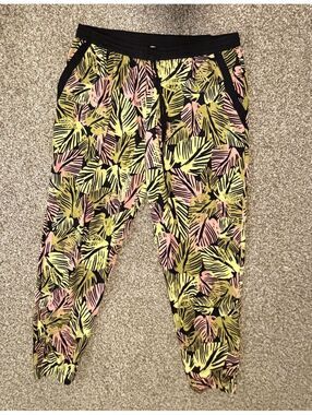 PANTS VINTAGE bar III Large Tropical Print Polyester Jogger Pants size L